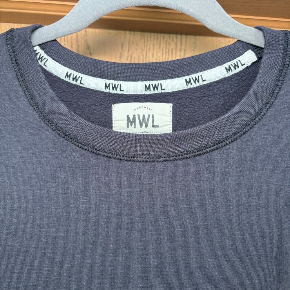 Madewell MWL Superbrushed Contrast-Stitched Easygoing Sweatshirt - Navy - XXS - Picture 3 of 9